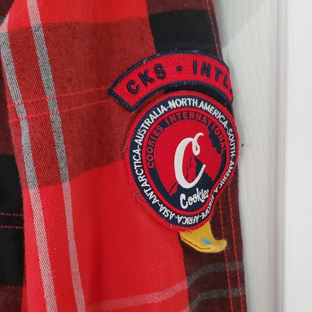 Cookies Heavyweight Cotton Flannel Fabric W/Logo Patches Plaid Shirt. Me… - Picture 5 of 14